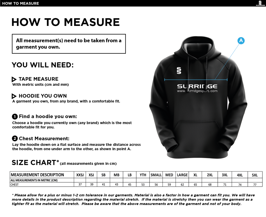 Peel Park Staff - Fuse Hoody - Women's - Size Guide