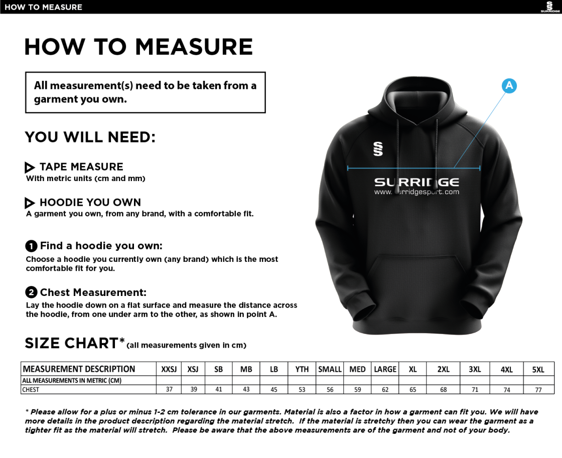 Peel Park Staff - Fuse Hoody  - Men's - Size Guide