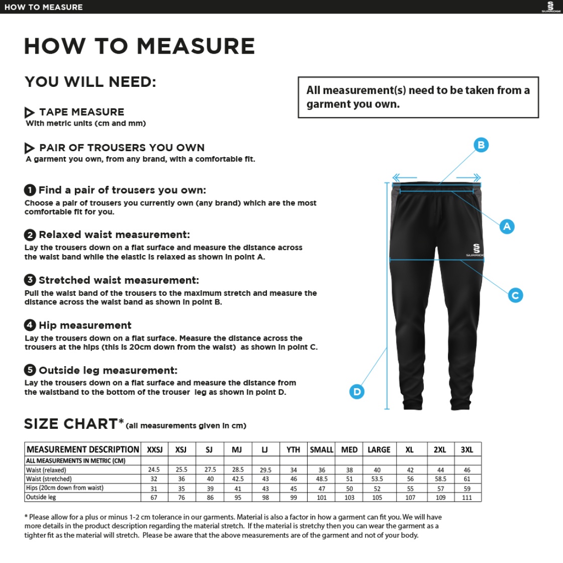 Peel Park Staff - Dual Skinny Pant - Unisex - Size Guide