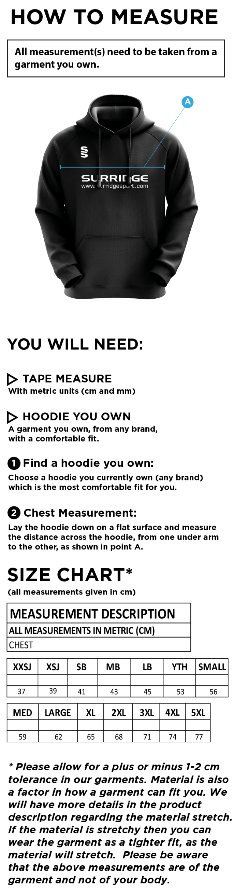 Peel Park Staff - Fuse Hoody - Women's - Size Guide
